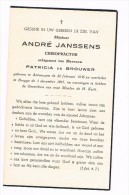 Souvenir Pieux, André JANSSENS (P. De Brouwer), Chiropractor, Anvers 1936 / Bruges 1965 - Imágenes Religiosas