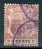 010945 Sc 102  MAURITIUS - ARMS 5c - BAN[?]ME MAUR[ITIUS] DBL CIRCLE CANCEL - Mauritius (...-1967)