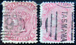 TASMANIA 1878 1d Queen Victoria USED 2 SHADES Scott60 CV$5 - Gebraucht