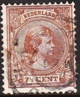 1891 Prinses Wilhelmina Hangend Haar 7½ Cent Bruin NVPH 36 - Usati