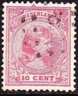 1891  Prinses Wilhelmina Hangend Haar 10 Cent Rose NVPH 37 - Usati