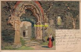 CPA LITHO ILLUSTRATEUR LOUIS TITZ RUINES DE L'ABBAYE DE VILLERS LA PORTE TRILOBEE - Villers-la-Ville