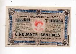 Billet De Commerce De Troyes - 50 Cts - Série 544 - Filigrane Abeille - Remboursable Jusqu'au 1er Janvier 1926 - Handelskammer