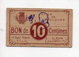 Bon De 10 Centimes - Ville De Toulouse - Bons & Nécessité