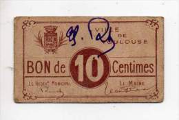 Bon De 10 Centimes - Ville De Toulouse - Bons & Nécessité