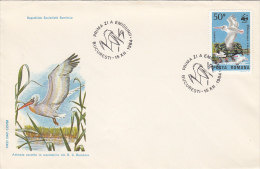 370FM- PELICANS, BIRDS, COVER FDC, 1984, ROMANIA - Pelícanos