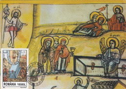 4082- EASTER, ICONS, BIBLE SCENES, CARTES MAXIMUM, OBLIT FDC, 2002, ROMANIA - Cartes-maximum (CM)
