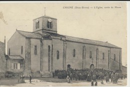 CPA 79 CHICHE - Carte Rare - L'église, Sortie De Messe - Other & Unclassified
