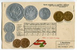 CARTOLINA CON RAPPRESENTAZIONE MONETE PAVILLON NATIONAL MONNAIES AUTRICHE AUSTRIA - Monete (rappresentazioni)