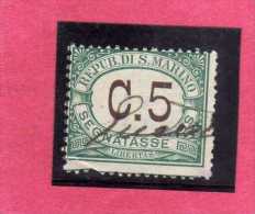 SAN MARINO 1897-1919 SEGNATASSE DUE TASSE TAXE  CENT. 5 TIMBRATO USED - Timbres-taxe