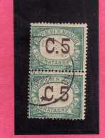 SAN MARINO 1897-1919 SEGNATASSE DUE TASSE TAXE  CENT. 5  COPPIA USATA PAIR USED - Timbres-taxe