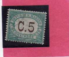 SAN MARINO 1897-1919 SEGNATASSE DUE TASSE TAXE  CENT. 5 TIMBRATO USED - Timbres-taxe