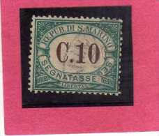 SAN MARINO 1897-1919 SEGNATASSE DUE TASSE TAXE  CENT. 10 TIMBRATO USED - Timbres-taxe