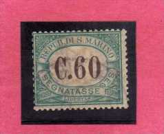 SAN MARINO 1897-1919 SEGNATASSE DUE TASSE TAXE  CENT. 60 TIMBRATO USED - Timbres-taxe