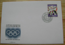 1994 LIECHTENSTEIN FDC 2 WINTER OLYMPIC GAMES LILLEHAMMER NORWAY ALPINE SKIING SLALOM - Hiver 1994: Lillehammer
