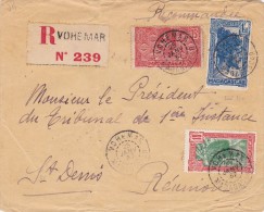 MADAGASCAR  BUREAU DE VOHEMAR  LETTRE RECOMMANDEE POUR LA REUNION CACHET D'ARRIVEE - Storia Postale