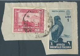 FRAMMENTO AOI POSTA AEREA 1 LIRA E SOMALIA PITTORICA 75 CENT - ED1023 - Italian Eastern Africa