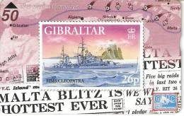 Nº 56 TARJETA DE GIBRALTAR DE UN SELLO CON UN BARCO (STAMP-SHIP)    NUEVO-MINT - Timbres & Monnaies