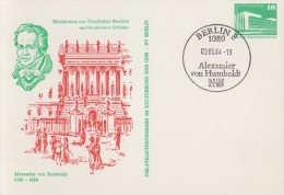 D.D.R.:1984:Postal Stationery Withn Illustr. Date Cancellation ##Alexander Von Humboldt## Miniaturen Zur Geschichte  ... - Privatpostkarten - Ungebraucht