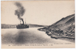 Egypt Egypte, Suez Canal, Steamer Crossing The Trench Of Touzou`n, Ship Ships Transport - Suez