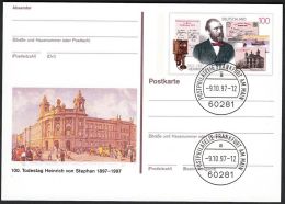 Germany 1997, Illustrated Postal Stationery "Heinrich Von Stephan" W./ Postmark "Frankfurt", Ref.bbzg - Postales Ilustrados - Usados