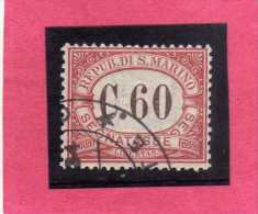 SAN MARINO 1924 SEGNATASSE TAXE DUE TASSE CENT. 60 USATO USED - Timbres-taxe