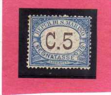 SAN MARINO 1925 SEGNATASSE DUE TASSE TAXE CENT. 5 TIMBRATO USED - Timbres-taxe