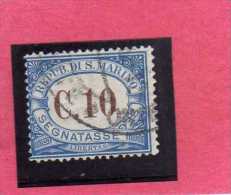 SAN MARINO 1925 SEGNATASSE DUE TASSE TAXE CENT.10 TIMBRATO USED - Timbres-taxe