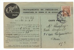 2f50 Céres De Mazelin Yvert 681 Seul Sur Carte Postale Non Illustrée, 1946 - 1945-47 Ceres Of Mazelin