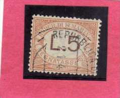 REPUBBLICA DI SAN MARINO 1925 SEGNATASSE POSTAGE DUE TASSE TAXE LIRE 5 USATO USED OBLITERE' - Timbres-taxe