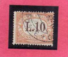 REPUBBLICA DI SAN MARINO 1925 SEGNATASSE POSTAGE DUE TASSE TAXE LIRE 10 USATO USED OBLITERE' - Timbres-taxe