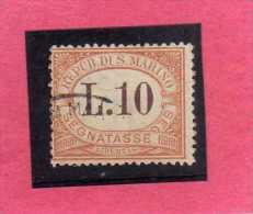 REPUBBLICA DI SAN MARINO 1925 SEGNATASSE POSTAGE DUE TASSE TAXE LIRE 10 USATO USED OBLITERE' - Timbres-taxe