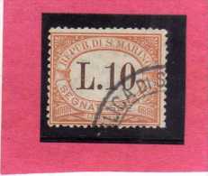 SAN MARINO 1925 SEGNATASSE DUE TASSE TAXE LIRE  10 TIMBRATO USED - Timbres-taxe