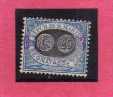 SAN MARINO 1931 SEGNATASSE DUE TASSE TAXE MASCHERINE SOPRASTAMPATO SURCHARGED LIRE 2 SU CENT. 10 USATO USED - Timbres-taxe