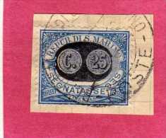 SAN MARINO 1931 SEGNATASSE DUE TASSE TAXE MASCHERINE SOPRASTAMPATO SURCHARGED LIRE 2 SU CENT. 10 USATO USED - Timbres-taxe