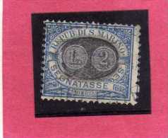 SAN MARINO 1931 TASSE TAXE DUE SEGNATASSE MASCHERINE SOPRASTAMPATO SURCHARGED LIRE  2 SU 5 CENT. TIMBRATO USED - Timbres-taxe