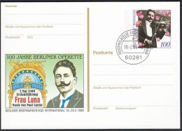 Germany 1999, Illustrated Postal Stationery "Apollo Theatre In Berlin" W./postmark "Frankfurt", Ref.bbzg - Illustrated Postcards - Used