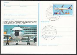 Germany 1989, Illustrated Postal Stationery "Airpost In Frankfurt" W./ Postmark "Frankfurt", Ref.bbzg - Cartoline Illustrate - Usati