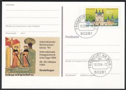 Germany 1994, Illustrated Postal Stationery "Philatelic Exhibition In Sindelfigen" W./postmark "Frankfurt", Ref.bbzg - Illustrated Postcards - Used