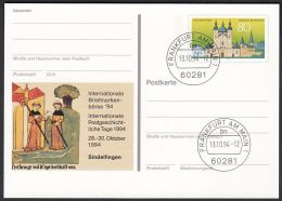 Germany 1994, Illustrated Postal Stationery "Philatelic Exhibition In Sindelfigen" W./postmark "Frankfurt", Ref.bbzg - Cartoline Illustrate - Usati