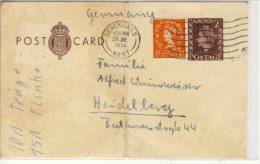 GB - Post Card, Postal Stationary + Additional Stamp, 1956, PU Sevenoaks, Kent - Lettres & Documents