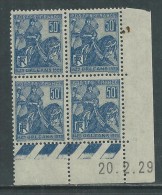 France N° 257 XX Jeanne D'Arc En Bloc De 4 Coin Daté Du 20 . 2 . 29  Pt Blanc Ss  Ch, Plis De Gom, Qq Dents Dét. SinonTB - ....-1929