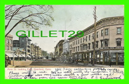 STAMFORD, CT - MAIN STREET, LOOKING EAST - THEODORE LEEDS, FINE GROCERIES - TRAVEL IN 1906 - GLOBE STAMP CO - - Stamford