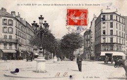 PARIS AVENUE DE MONTSOURIS PRES DE LA RUE DE LA TOMBE-ISSOIRE ANIMEE 1909 - Arrondissement: 14