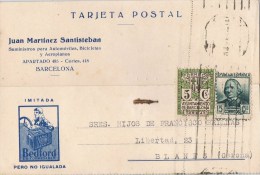 10620. Tarjeta Privada Comercial BARCELONA 1935. Recargo Exposicion - Barcelona