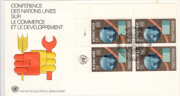 4325- TRADE AND DEVELOPMENT CONFERENCE, EMBOISED COVER FDC, 1976- UN GENEVE - Lettres & Documents