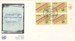 4328- INALIENABLE RIGHTS OF THE PALESTILIAN PEOPLES, EMBOISED COVER FDC, 1981- UN GENEVE - Cartas & Documentos