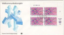 4329- WORLD COMMUNICATIONS YEAR, EMBOISED COVER FDC, 1983- UN GENEVE - Lettres & Documents