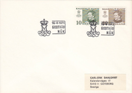 4353- QUEEN MARGRETHE 2ND, NUUK CAPITAL CITY, STAMP AND SPECIAL POSTMARK ON COVER, 1973, GREENLAND - Cartas & Documentos