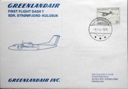 Greenlandair First Flight DASH 7 Sdr. Strømfjord -Kulusuk3-4-1979 ( Lot 4331 ) - Covers & Documents